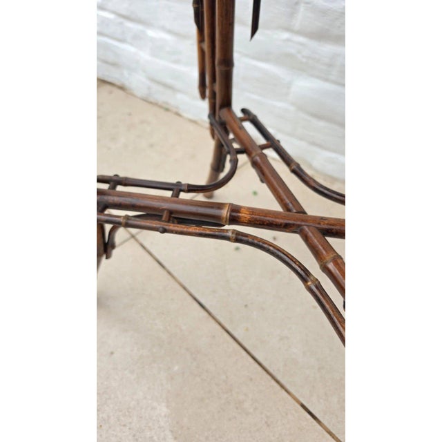 Antique French Bamboo Side Table Japonisme Aesthetic Movement Oval Rattan Cane Occasional Table Victorian Chinoiserie Furniture For Sale - Image 9 of 17
