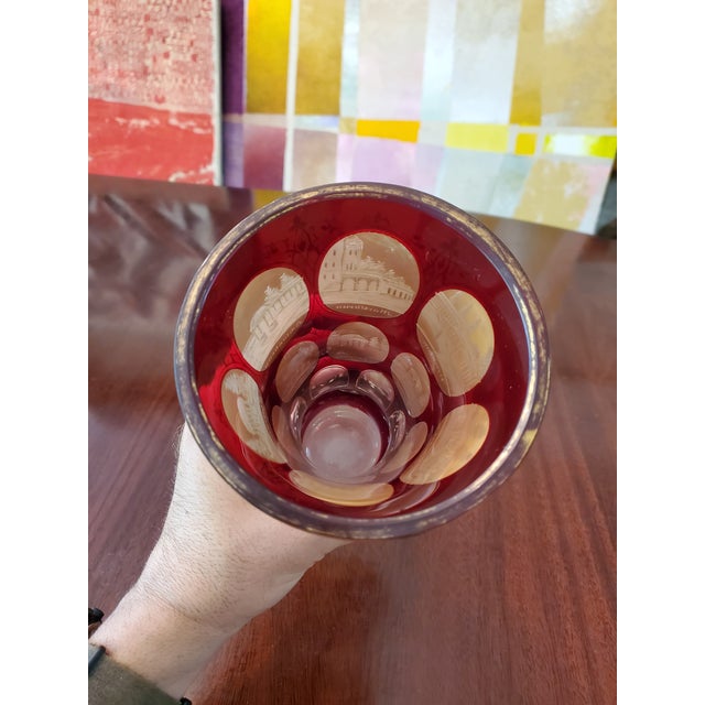 Glass Large Antique Museum Moser Bohemian Gold-Tone Glass Goblet For Sale - Image 7 of 10