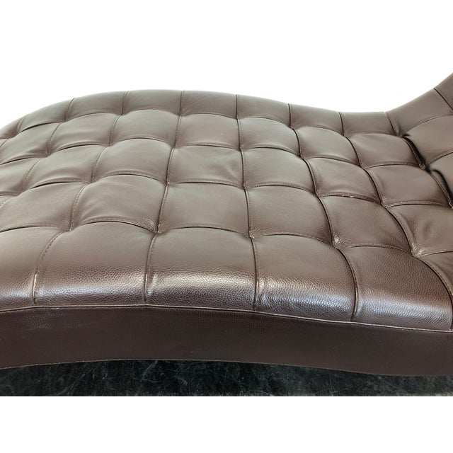 RocheBobois "Dolce" Modern Chaise Lounge in Chocolate Brown Leather