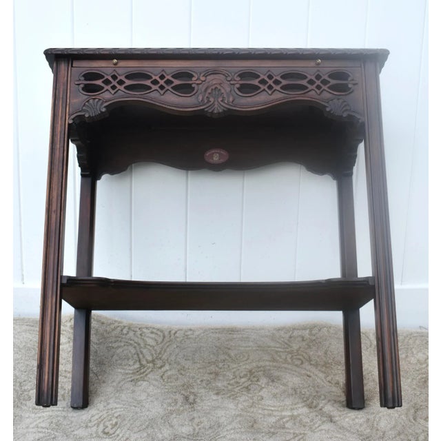 Wellington Hall Mahogany Table Vintage Edwardian Writing Chippendale Tea Desk For Sale - Image 11 of 13