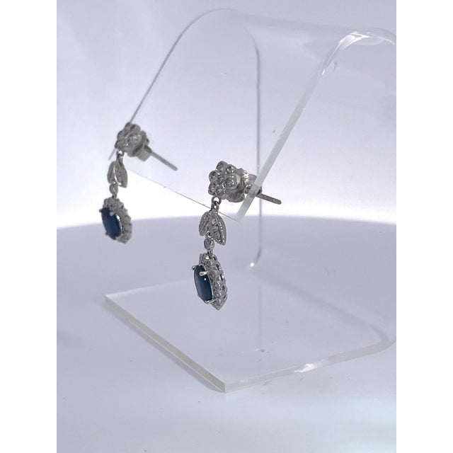 Sapphire Drop Earrings With Diamond Surround 18k - 2 Pieces For Sale In Los Angeles - Image 6 of 11