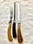 Antique 3-piece carbon steel carving set made by American manufacturer Landers, Frary & Clark, based in New Britain...