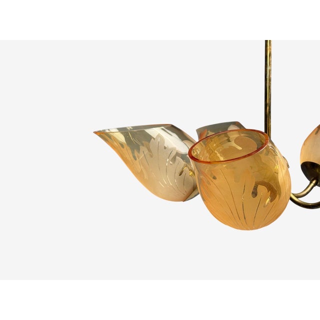 Carl Erik Bodén, Chandelier, Brass, Glass, Sweden, 1940s For Sale In New York - Image 6 of 10