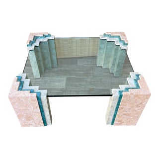 Postmodern Maitland Smith Style Tessellated Mactan Stone Coffee Table. Circa 1980s For Sale