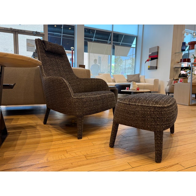 Maxalto Maxalto Febo Bergere Armchair & Ottoman For Sale - Image 4 of 8