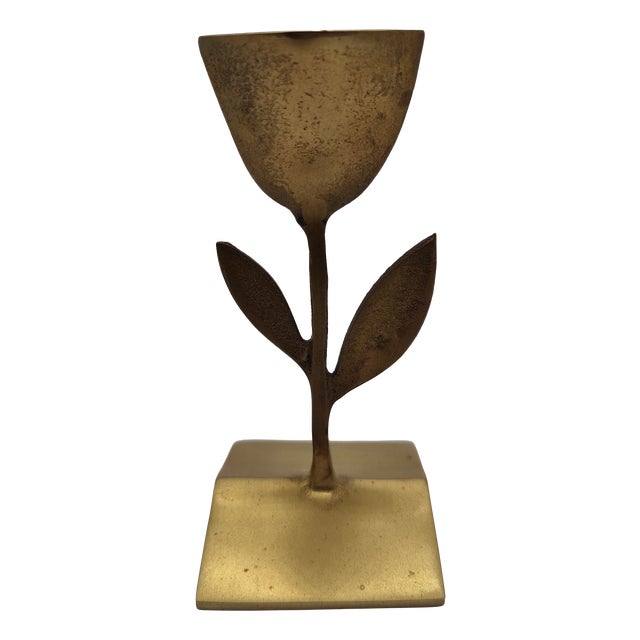 Vintage Brass Tulip Candleholder, 1960s For Sale
