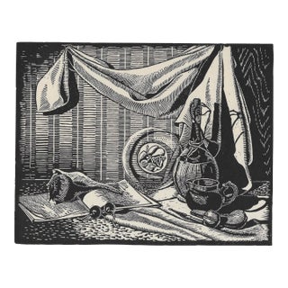 1930s Donald Brown Still Life Woodcut For Sale