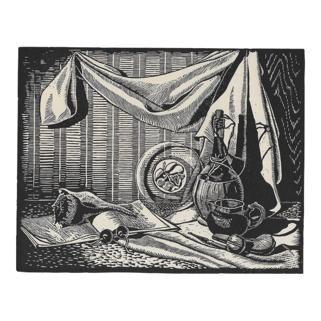 1930s Donald Brown Still Life Woodcut For Sale