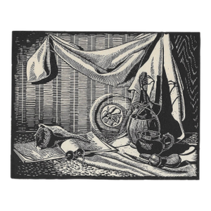1930s Donald Brown Still Life Woodcut
