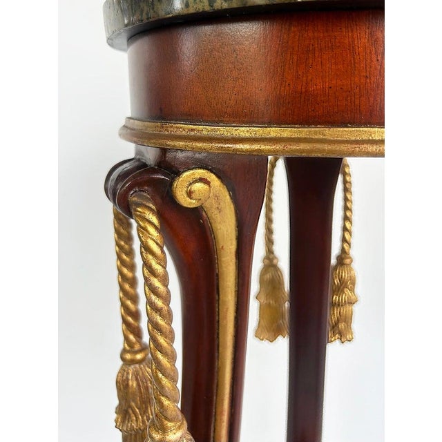 Late 20th Century Mahogany Giltwood Pedestals With Carved Tassels & Tesselated Stone Tops, a Pair For Sale - Image 5 of 7