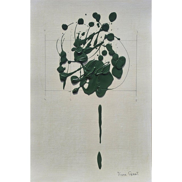 Set of 4 - One-of-a-Kind Dark Green Botanical Organic Modern Original Oil Paintings / Herbarium / Floral For Sale - Image 4 of 7