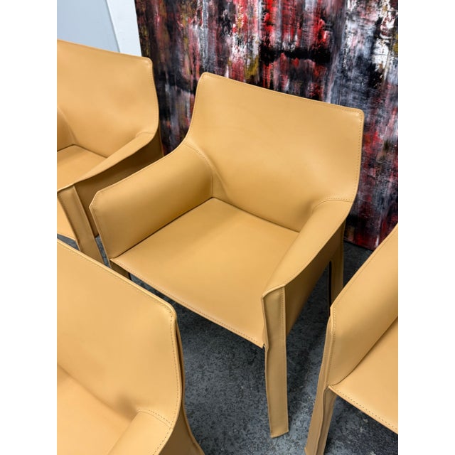 Mario Bellini for Cassina Cab 413 Leather Arm Chairs, Set of Four For Sale - Image 9 of 12