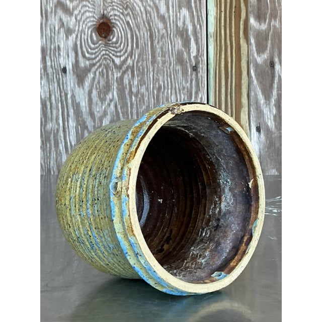 Late 20th Century Late 20th Century Boho Hanging Studio Pottery Planter For Sale - Image 5 of 7