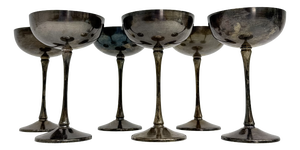 Brass Silver Plated Champagne Coupes, Italy, 1970s, Set of 6
