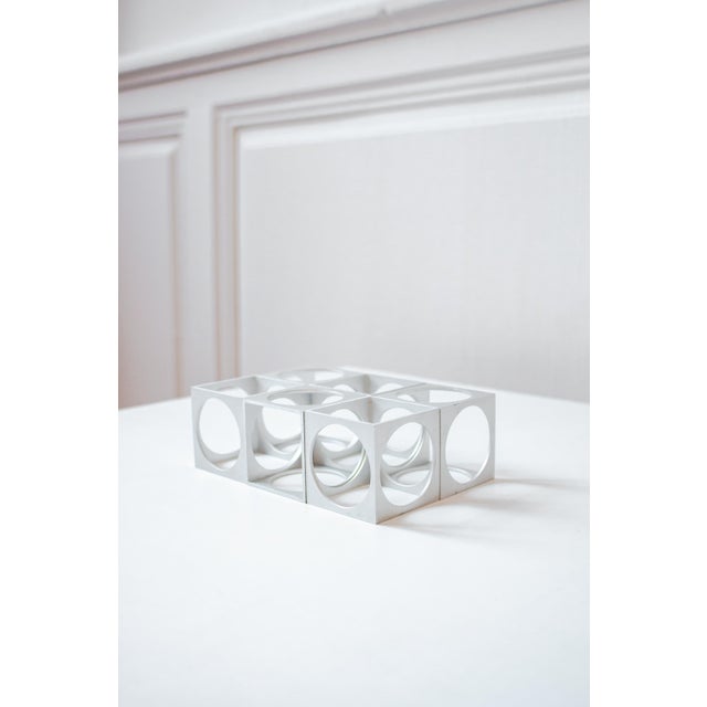Pierre Vandel Vintage Aluminum Napkin Rings or Egg Cups attributed to Pierre Vandel for Pierre Cardin, 1970s, Set of 6 For Sale - Image 4 of 10