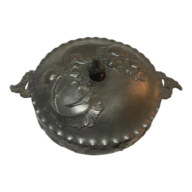 Vintage Kayserzinn Art Nouveau Pewter Dish & Lid For Sale