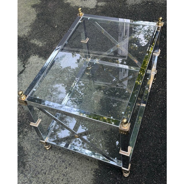 Maison Jansen Vintage Maison Jansen Style Hollywood Regency Chrome and Brass End Table For Sale - Image 4 of 9