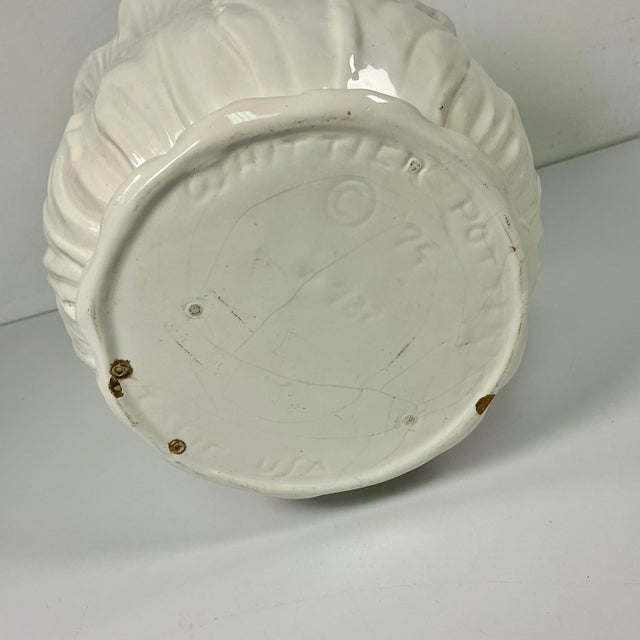 1970s Vintage Hollywood Regency Boho Chic Trompe L’Oeil Style Ceramic White Tulip Planter. For Sale - Image 16 of 16