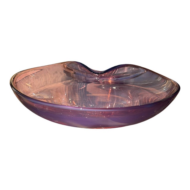 1960’s Large Purple Alfredo Barbini Murano Opalescent Italian Art Glass Bowl For Sale