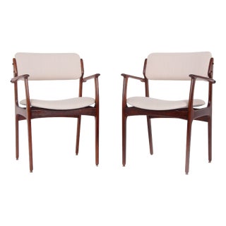 Model OD50 Armchair in Rosewood and Wool Upholstery by Erik Buch for Oddense Maskinsnedkeri, 1960s, Set of 2 For Sale
