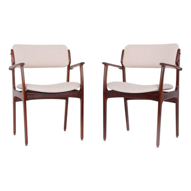 Model OD50 Armchair in Rosewood and Wool Upholstery by Erik Buch for Oddense Maskinsnedkeri, 1960s, Set of 2 For Sale