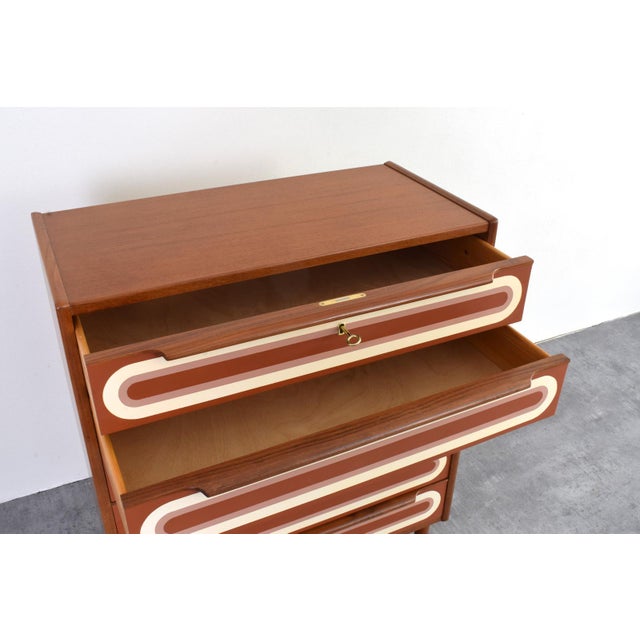 Mid-Century Modern Op-Art Hand-Painted Teak Chest of Drawers, 1960s For Sale - Image 15 of 18