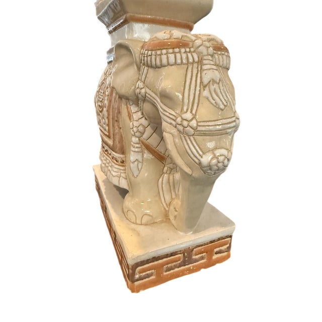 Chinoiserie 1970s Neutral Shades Elephant Plant Stand For Sale - Image 3 of 9