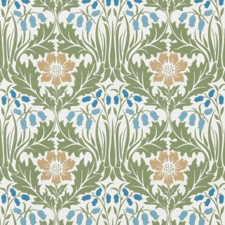 Morris & Co. Woodbell & Anemone Wallpaper in Woad/Nettle For Sale