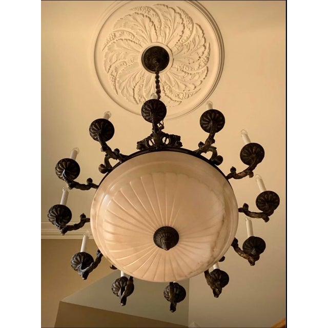 Early 21st Century Contemporary 12 Arm 15 Light, Large Alabaster Chandelier For Sale - Image 5 of 9