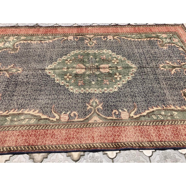 Vintage Oushak Brick Red Wool Rug For Sale - Image 4 of 9