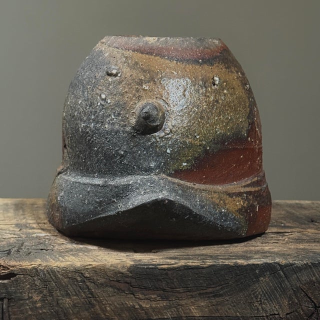 Vintage Brutalist Anagama Fired Spiked Earthenware Vessel by Jeff Shapiro, Signed For Sale - Image 4 of 10