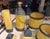 Art Deco Desk Set in Yellow and Black Crackled Ceramic, 1930s, Set of 7 For Sale - Image 6 of 9