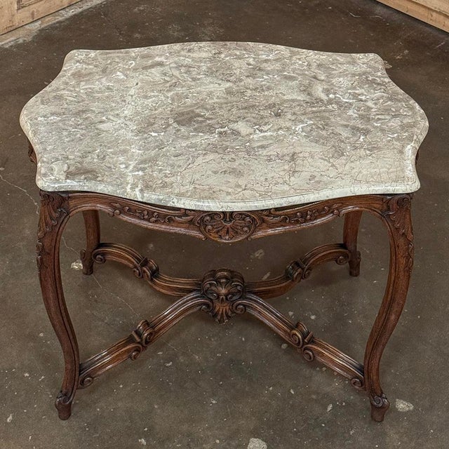 Antique French Louis XV Marble Top Center Table For Sale - Image 16 of 18