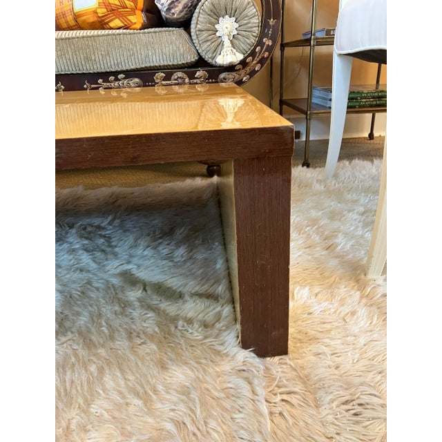 Vintage Aldo Tura style parchment coffee table in fabulous finish, shape and color! From Eugenio Aguirre, Buenos Aires.