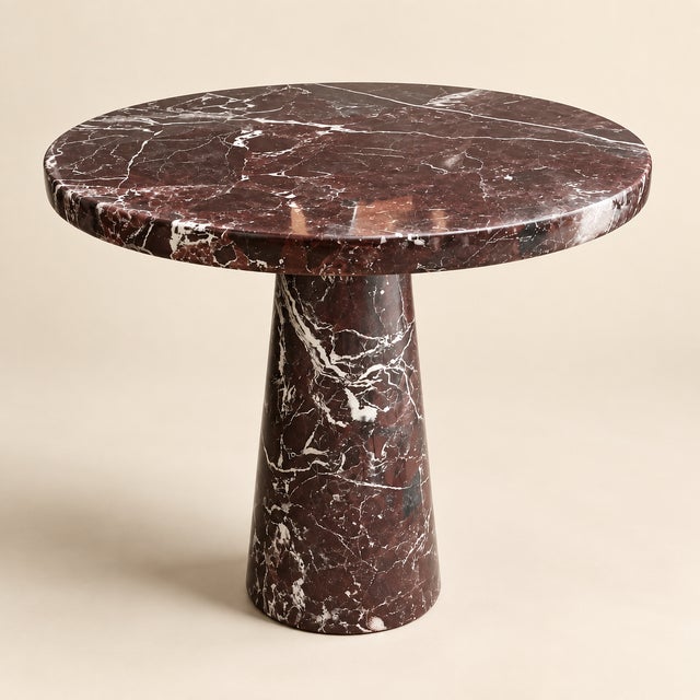 Italian Rosso Levanto Marble Round Pedestal Table – Luxury Italian Red Marble For Sale - Image 3 of 8