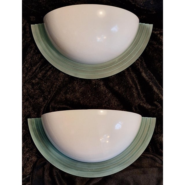 Vintage Glare-Free Wall Lamps with White Lacquered Metal Reflector and Tinted Acrylic Frame, 1990s, Set of 2, in Very Good...