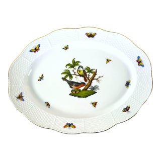 1990s Herend Rothschild Bird Large Platter With Birds and Butterflies For Sale