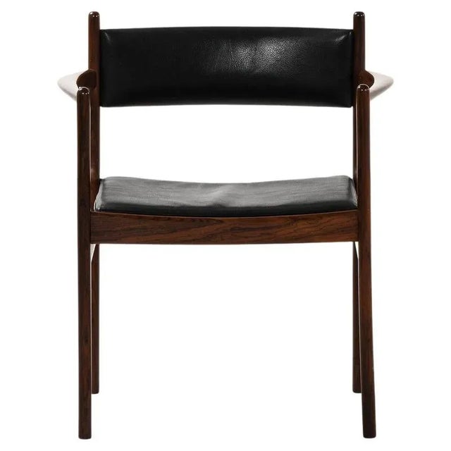Armchair in Rosewood and Black Leather by Kai Lyngfeldt Larsen, 1960s For Sale - Image 11 of 11