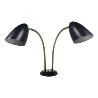 Mid 20th Century Mid Cenruty Modern Kurt Versen Two-headed Goose-neck Table Lamp For Sale
