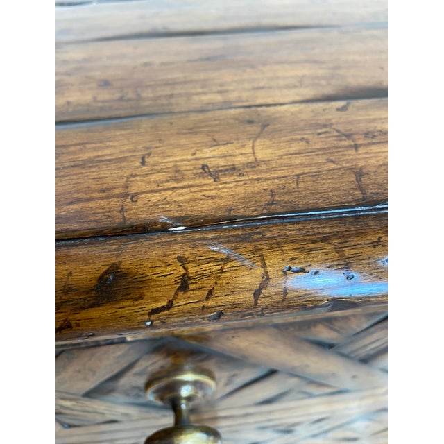 Brown Scarborough House by Maitland-Smith Attributed Bedside Table With Basketweave Pattern For Sale - Image 8 of 9