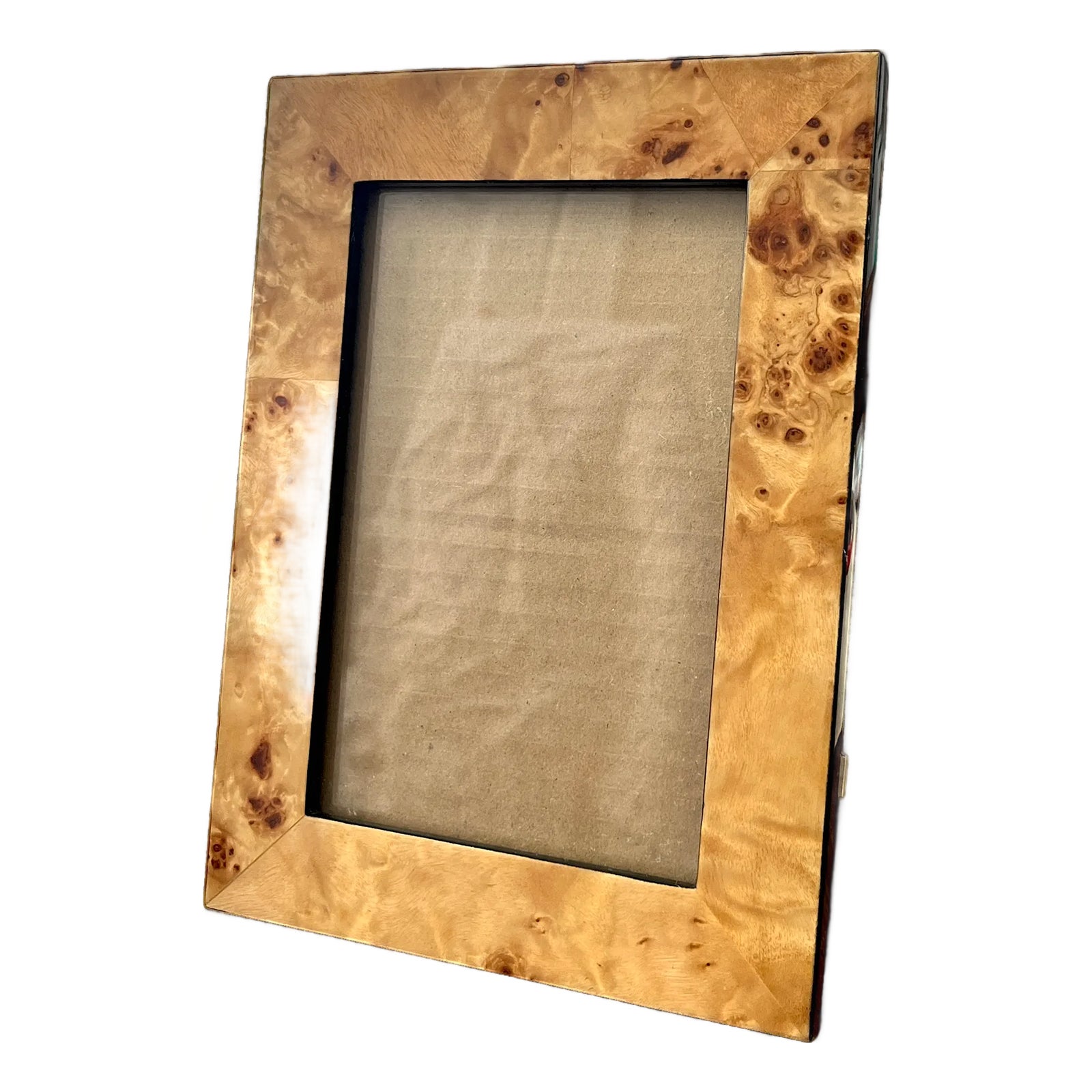 Burlwood and Black Lacquer Picture Frame With Velvet Back– 5.5