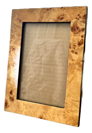 Burlwood and Black Laquer Picture Frame With Velvet Back– 5.5" X 7" for 4" X 6" Photo | Organic Modern / Coastal Regency