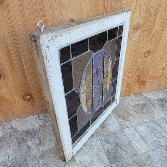 Art Nouveau Antique Stained Glass Window For Sale - Image 3 of 5