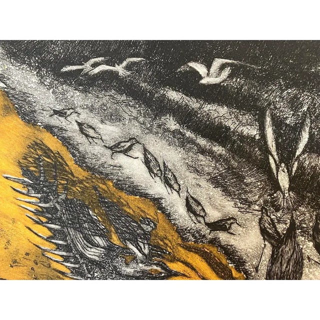 Paint Vintage Arnold Grossman Etching W/ Aquatint "California Shorebirds at Low Tide, C. 1970s For Sale - Image 7 of 10