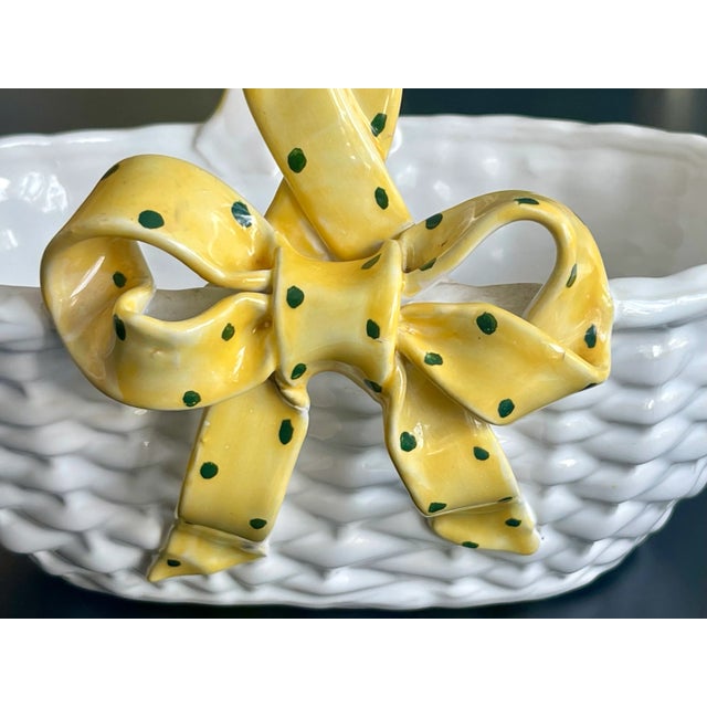 Vintage Casa Fina Portugal White Ceramic Easter Basket For Sale In New York - Image 6 of 7