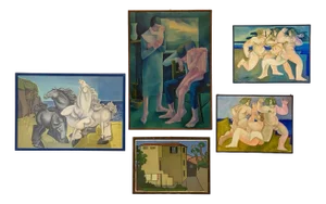 Beppe Ruggeri, Compositions, 1950s, Oil Paintings, Set of 5