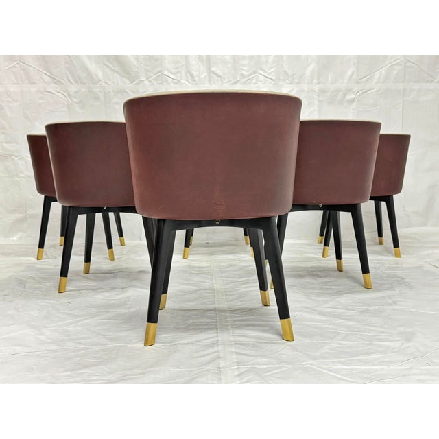 Set of 6 Baxter "Colette" Chairs by Roberto Lazzeroni in Leather Brass For Sale - Image 9 of 18