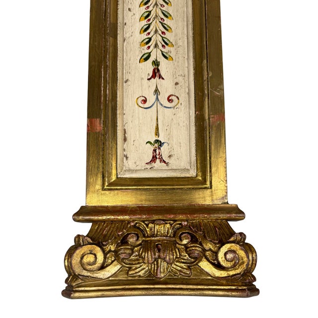 Antique Gilt Architectural Pilasters, Hand-Painted Floral Motifs, 1950 For Sale - Image 4 of 12