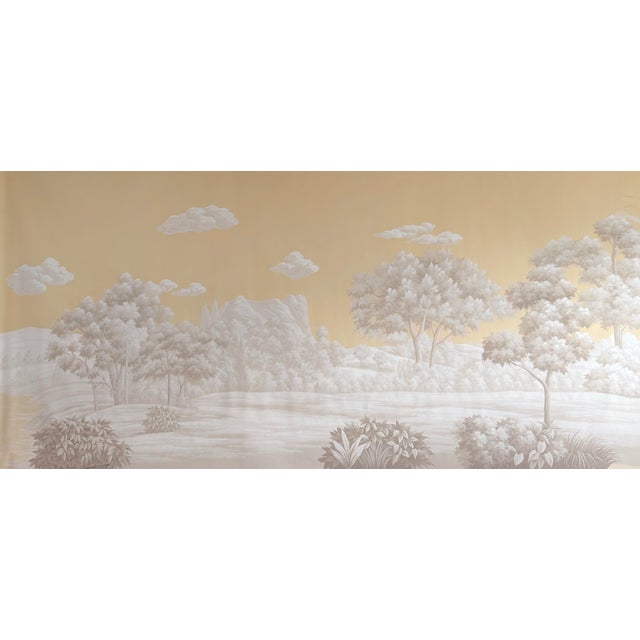 1: Commodity: Hand-Painted Retro Warm Gold Wilderness Landscape Wall Mural 2: Handicrafts: 100% handmade and hand-painted....