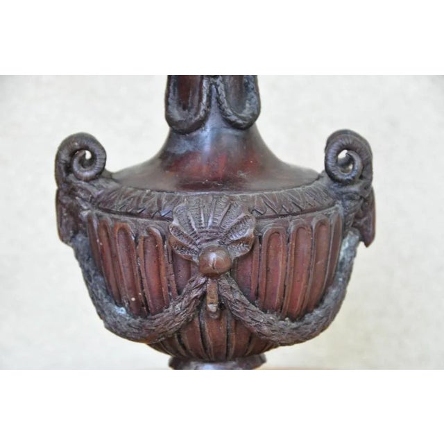 Vintage Heavy Bronze Vase With Unique Design and Ram's Head Handles For Sale - Image 9 of 12